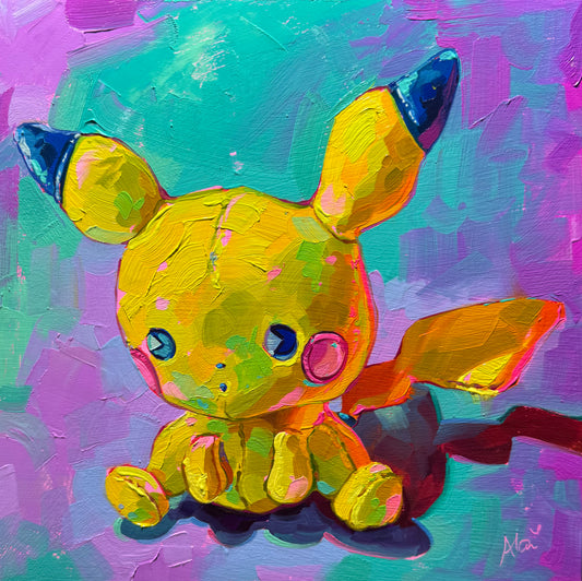 Pikachu Plush - Original Oil Painting