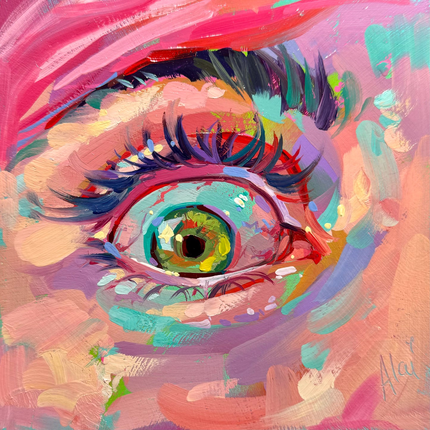 Eye I - Original Oil Painting + Button free