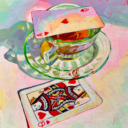 Tea and cards - Original Oil Painting