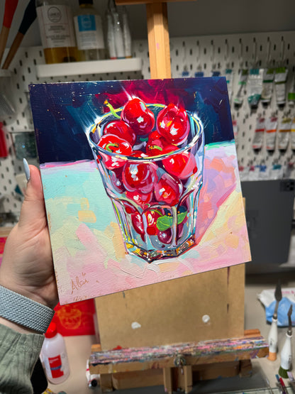 Cherry glass - Original Oil Painting