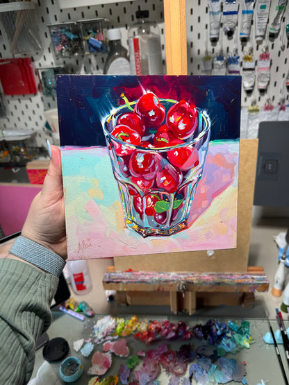 Cherry glass - Original Oil Painting