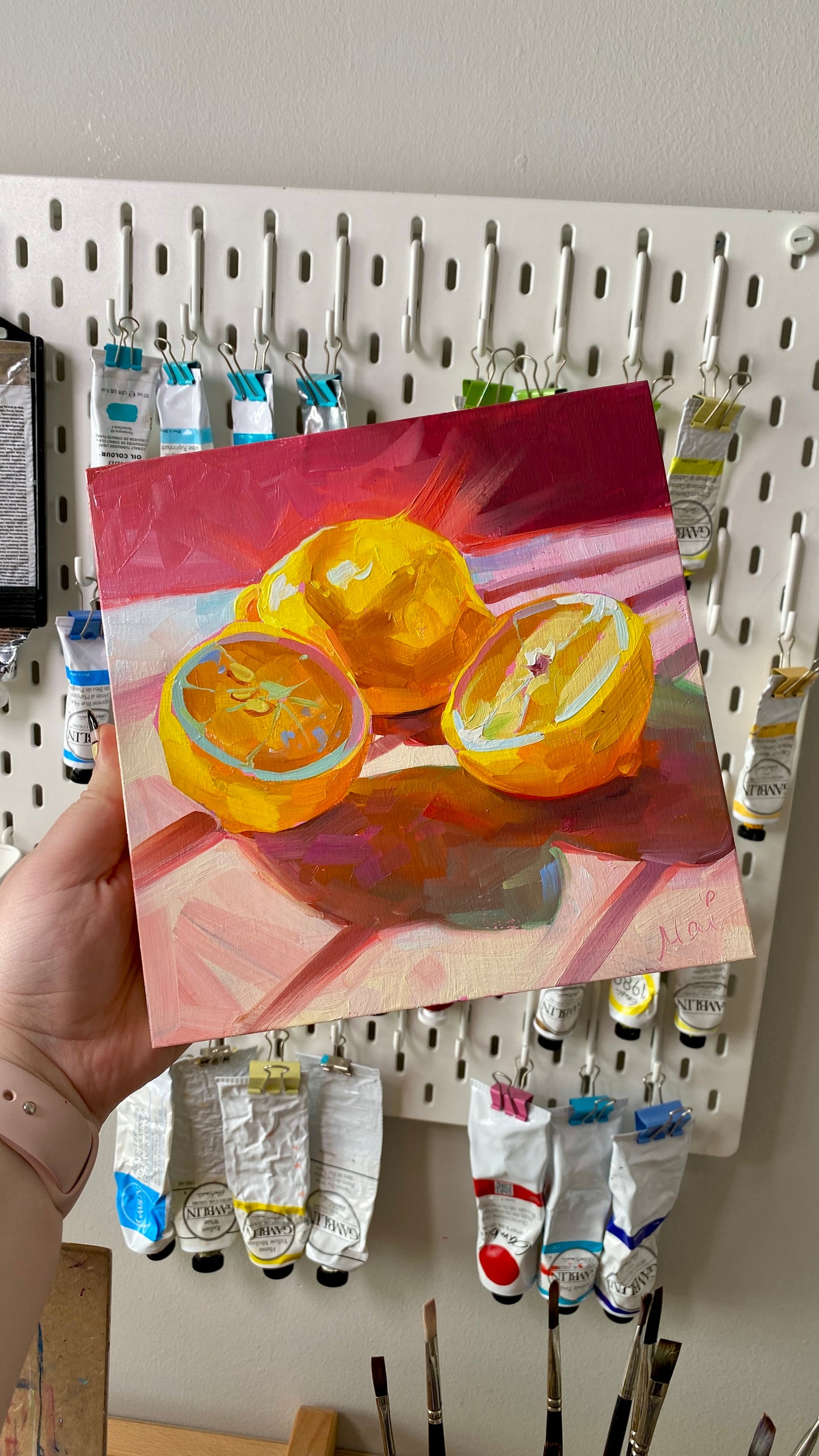 Limones rosados ​​- Pintura al óleo original