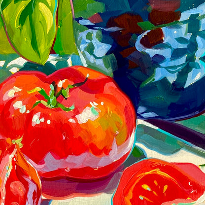 Rojo y verde - Pintura al óleo original