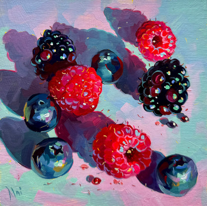 Neon berries - Original Oil Painting