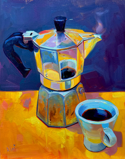 Mocha pot - Original Oil Painting