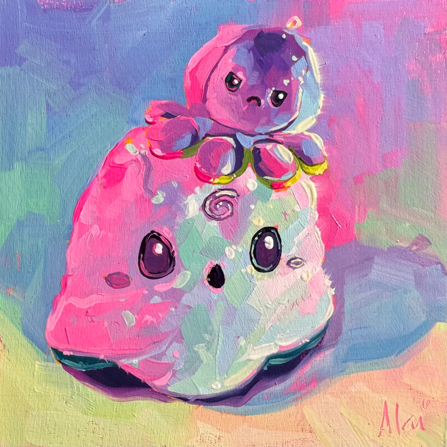 BOO Plushy ghost - Original Oil Painting