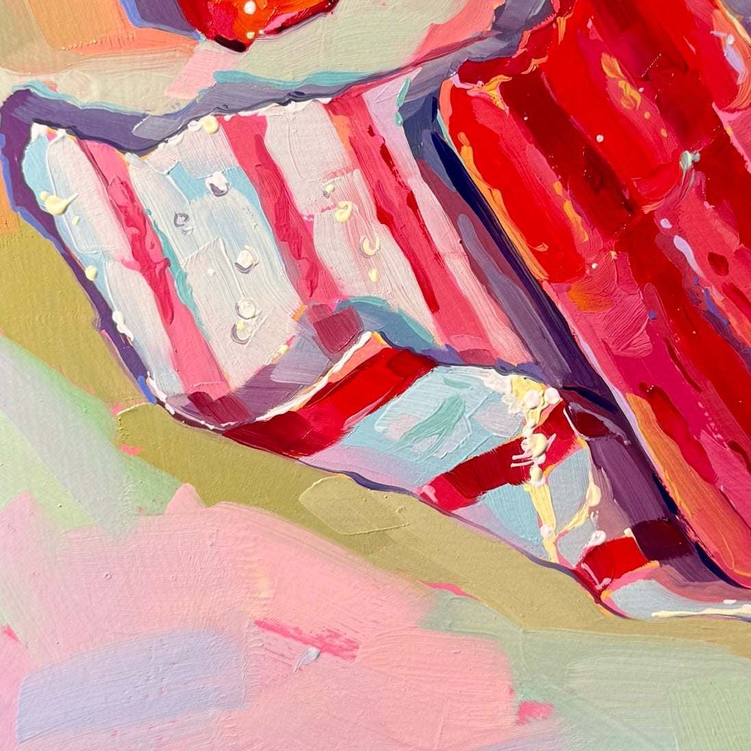 Strawberry ice cream - Original Oil Painting