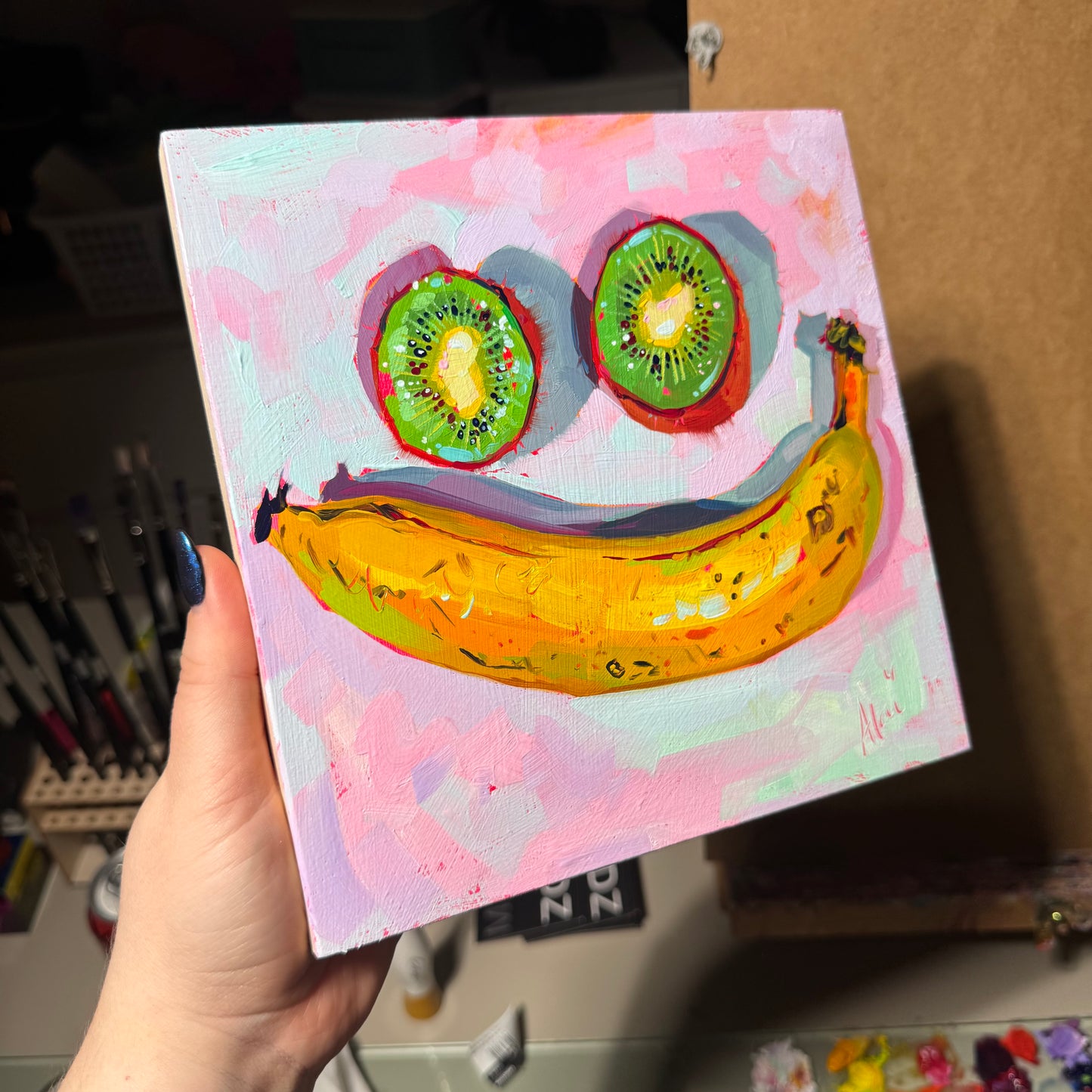 Smily fruits - Original Oil Painting