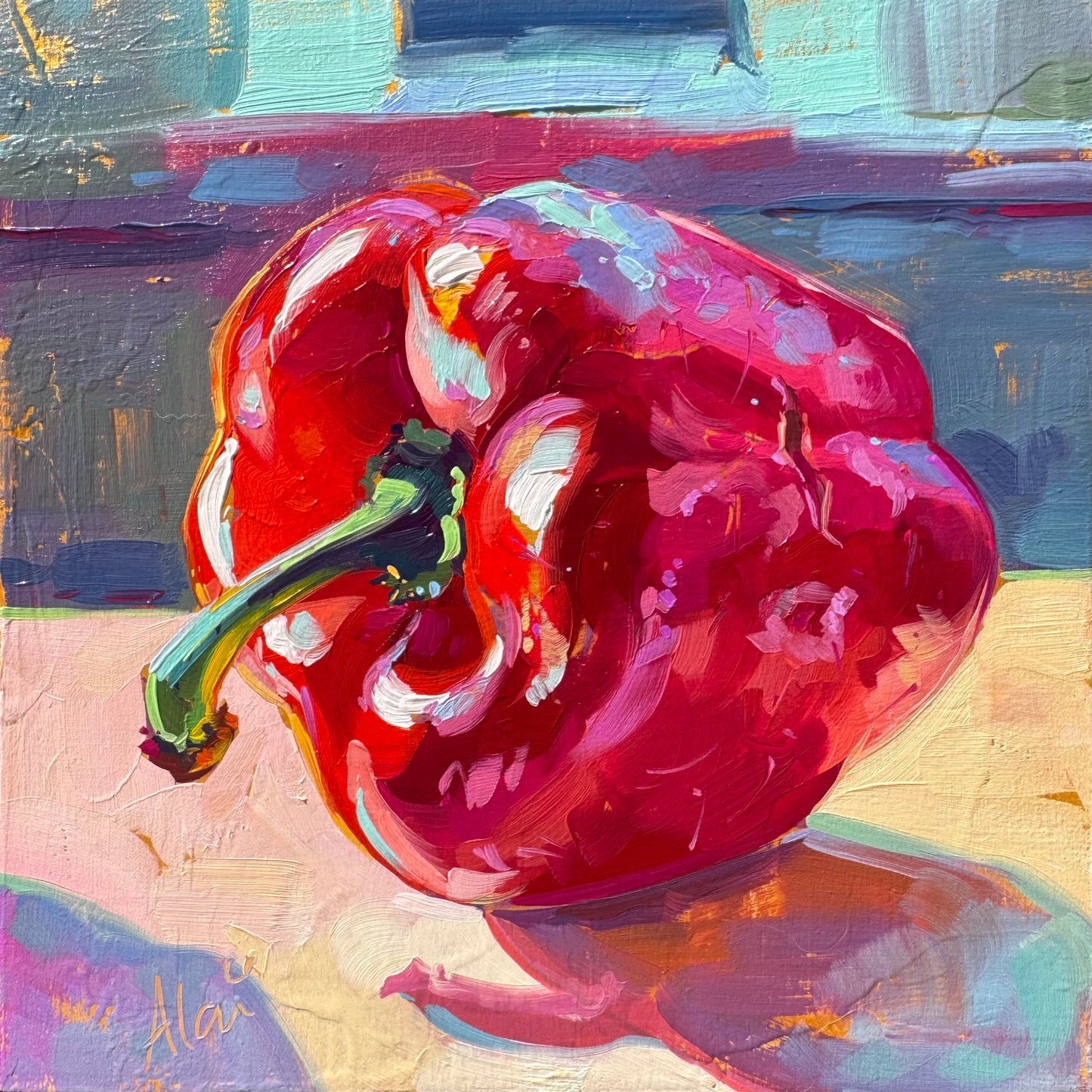 Golden bell pepper - Original Oil Painting