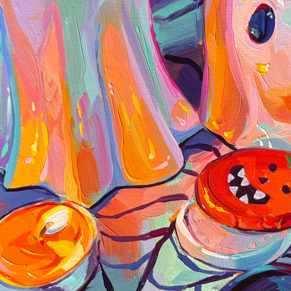 Ghost duet and chocolates - Original Oil Painting