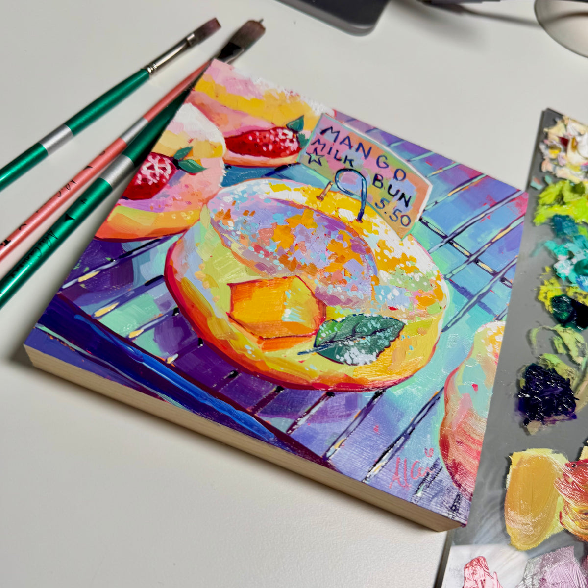 Mango milk bun - Original Oil Painting