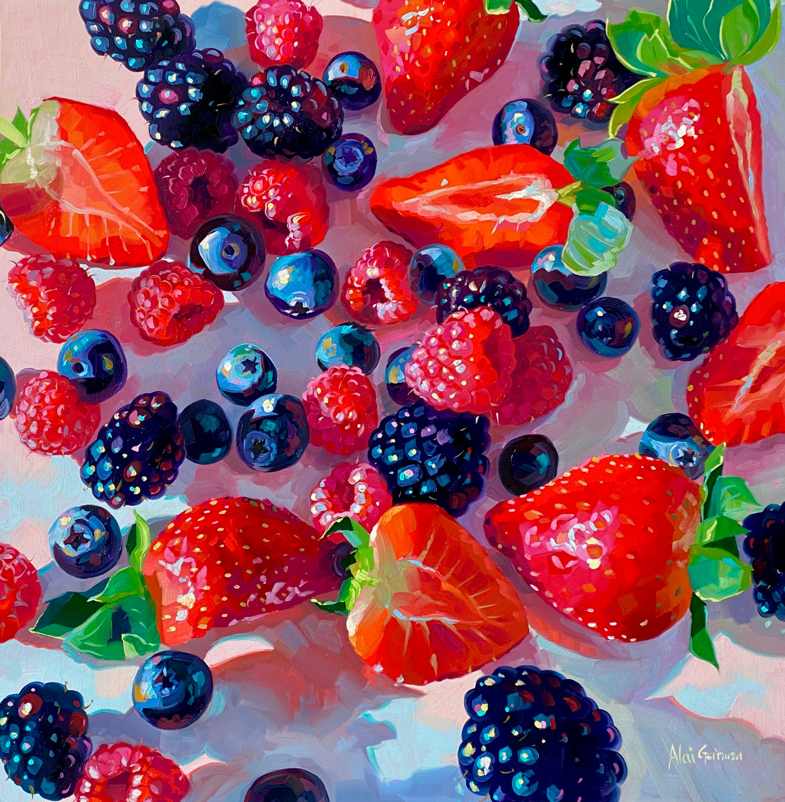 画材 berry Berry Blast Art Print | Vibrant Fruit Kitchen Decor | Alai Ganuza