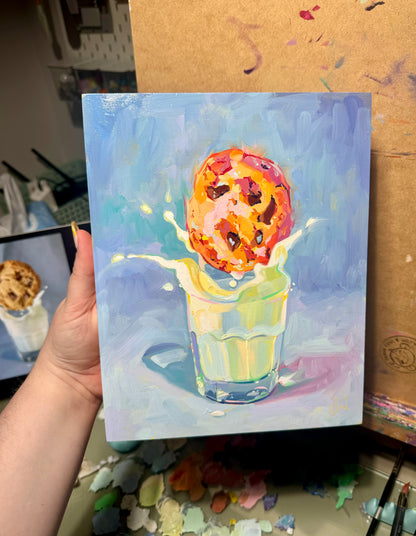 Milk and cookie - Original Oil Painting