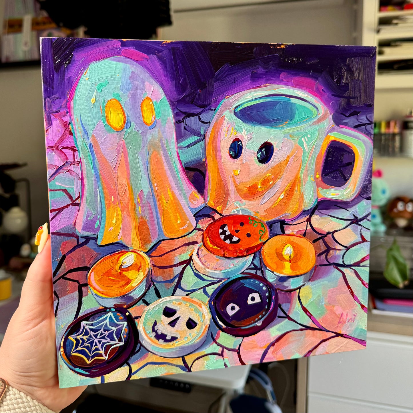 Ghost duet and chocolates - Original Oil Painting