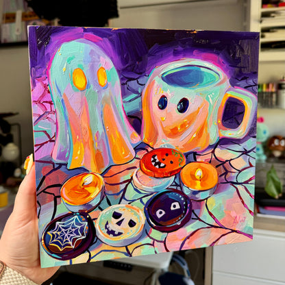 Ghost duet and chocolates - Original Oil Painting