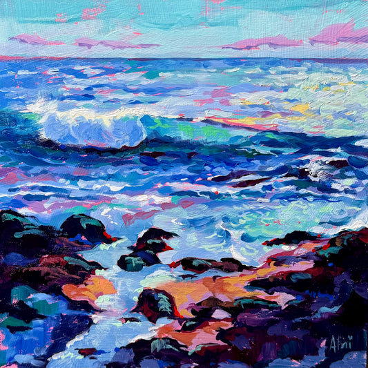 Estudio de olas - Pintura al óleo original
