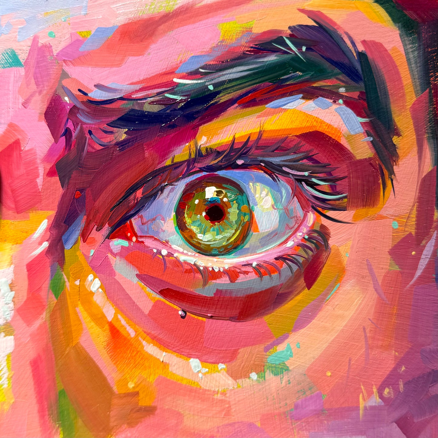 Eye II - Original Oil Painting + Button free