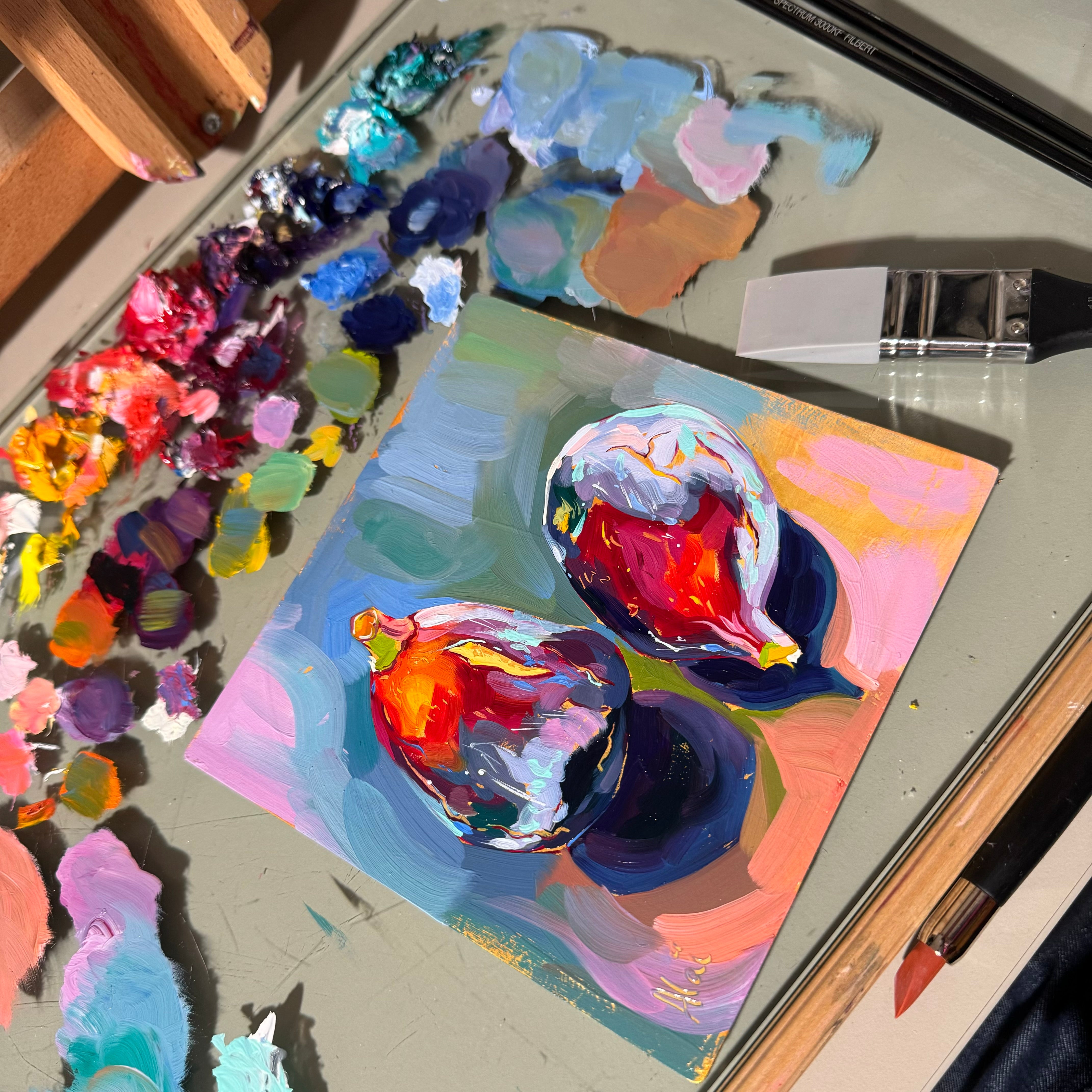 【F25号】 親密さ 油画 油彩 oil painting Fig Couple Oil Painting | Purple Fruit Still Life | Alai Ganuza