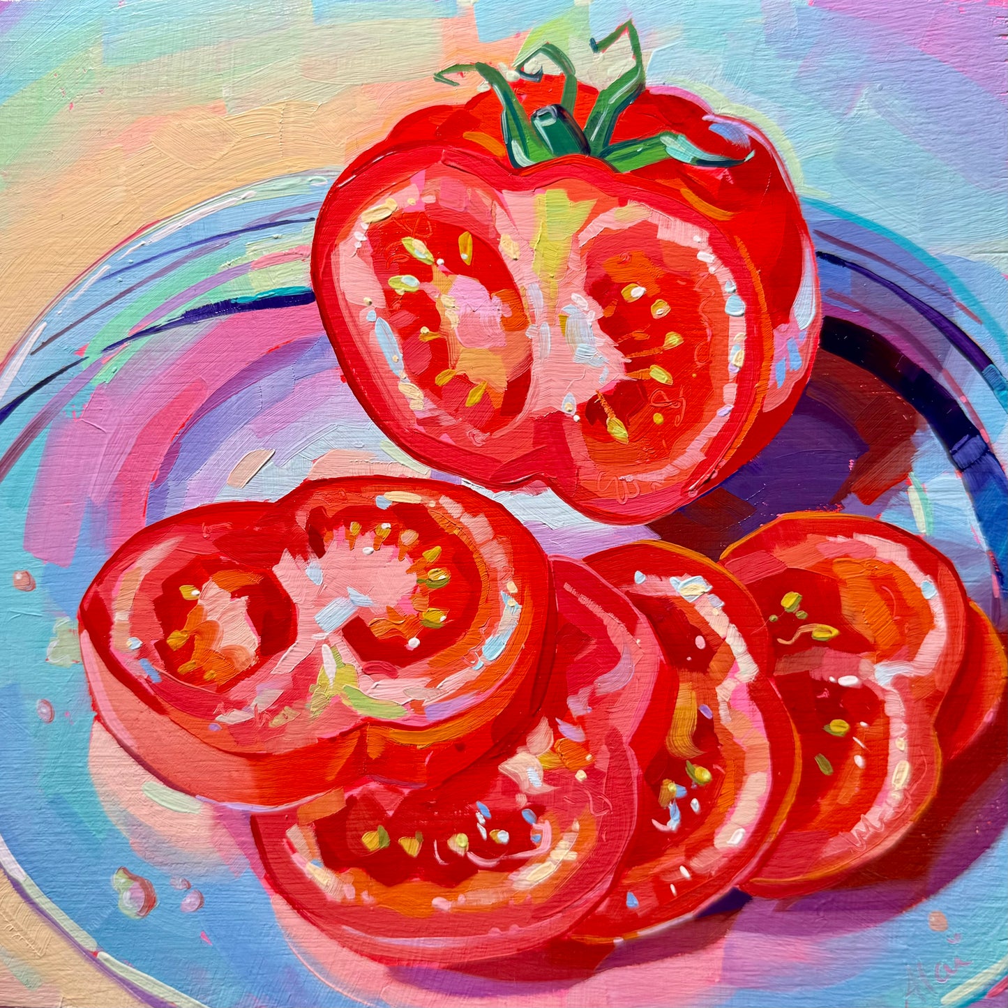 Tomato slices - Original Oil Painting