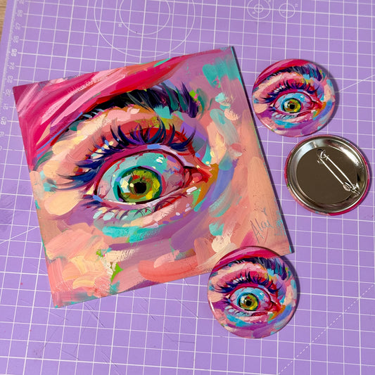Eye I - Original Oil Painting + Button free