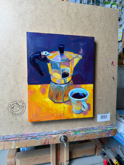 Mocha pot - Original Oil Painting