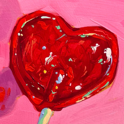 Golden heart lollipop - Original Oil Painting