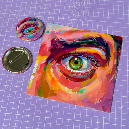 Eye II - Original Oil Painting + Button free