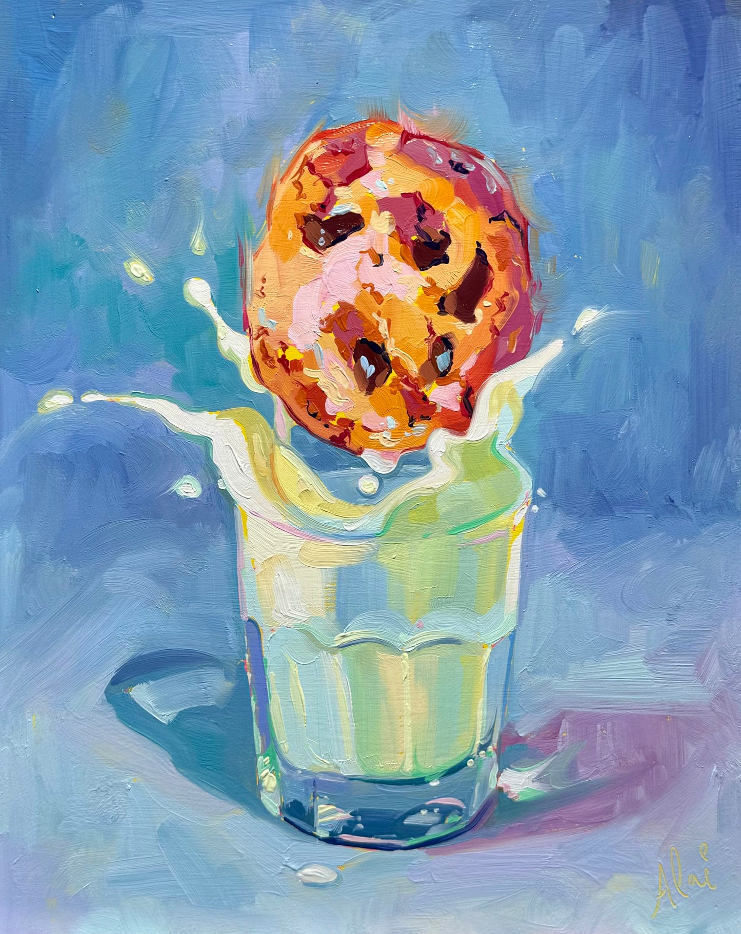 Milk and cookie - Original Oil Painting
