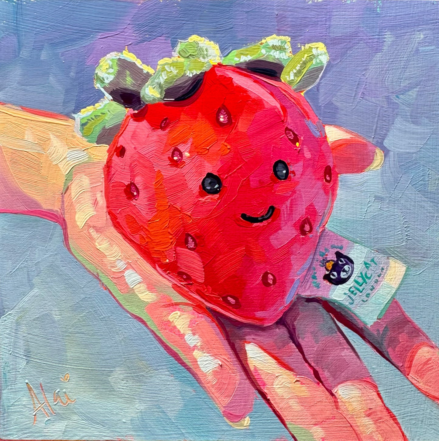 Strawbery plushie - Original Oil Painting