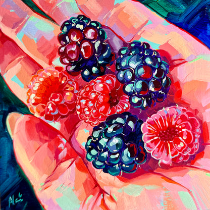 Berries on hand - Original Oil Painting