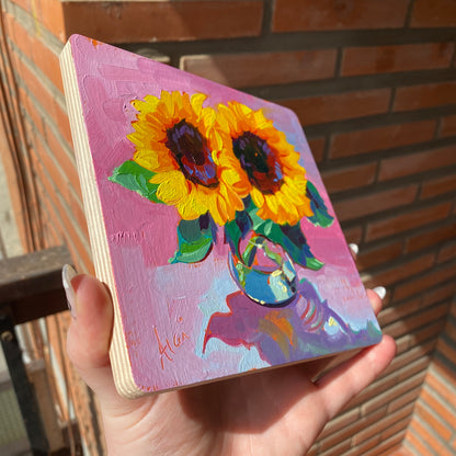 Sunflower Study - Original Oil Painting - Floral Still Life - 6 inches