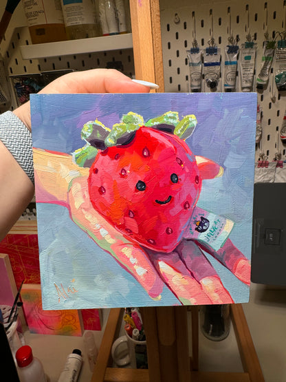 Strawbery plushie - Original Oil Painting