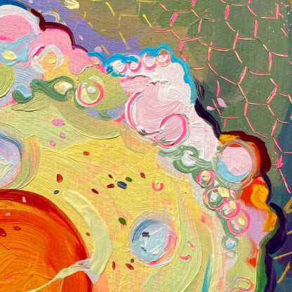 Egg - Original Oil Painting - Colorful Kitchen Art - 5 inches