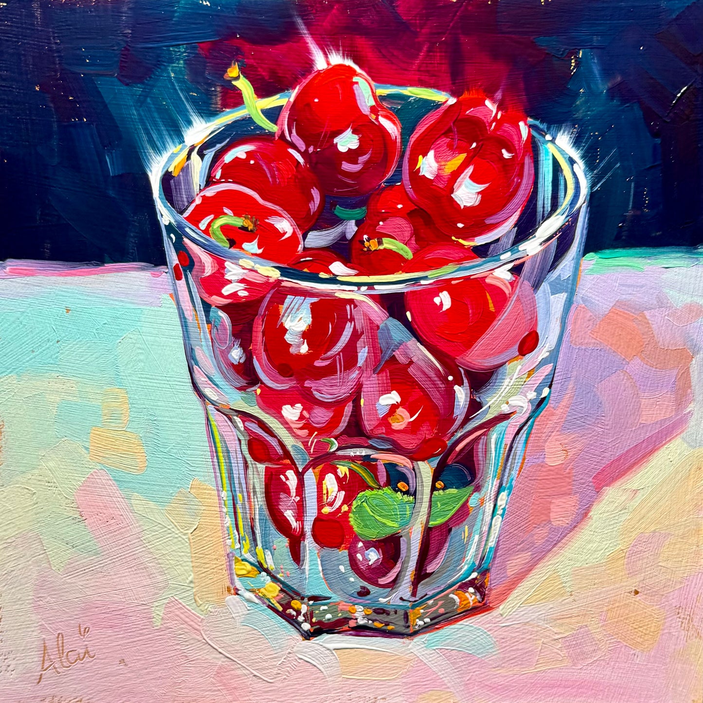 Cherry glass - Original Oil Painting