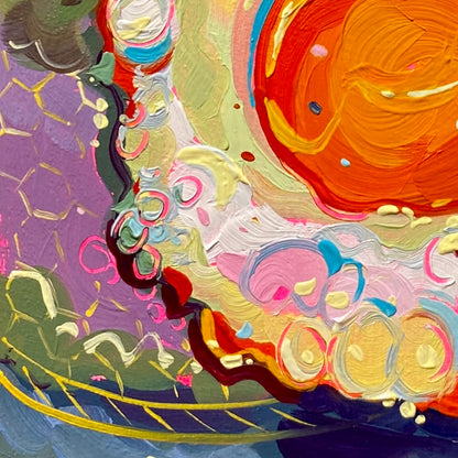 Egg - Original Oil Painting - Colorful Kitchen Art - 5 inches