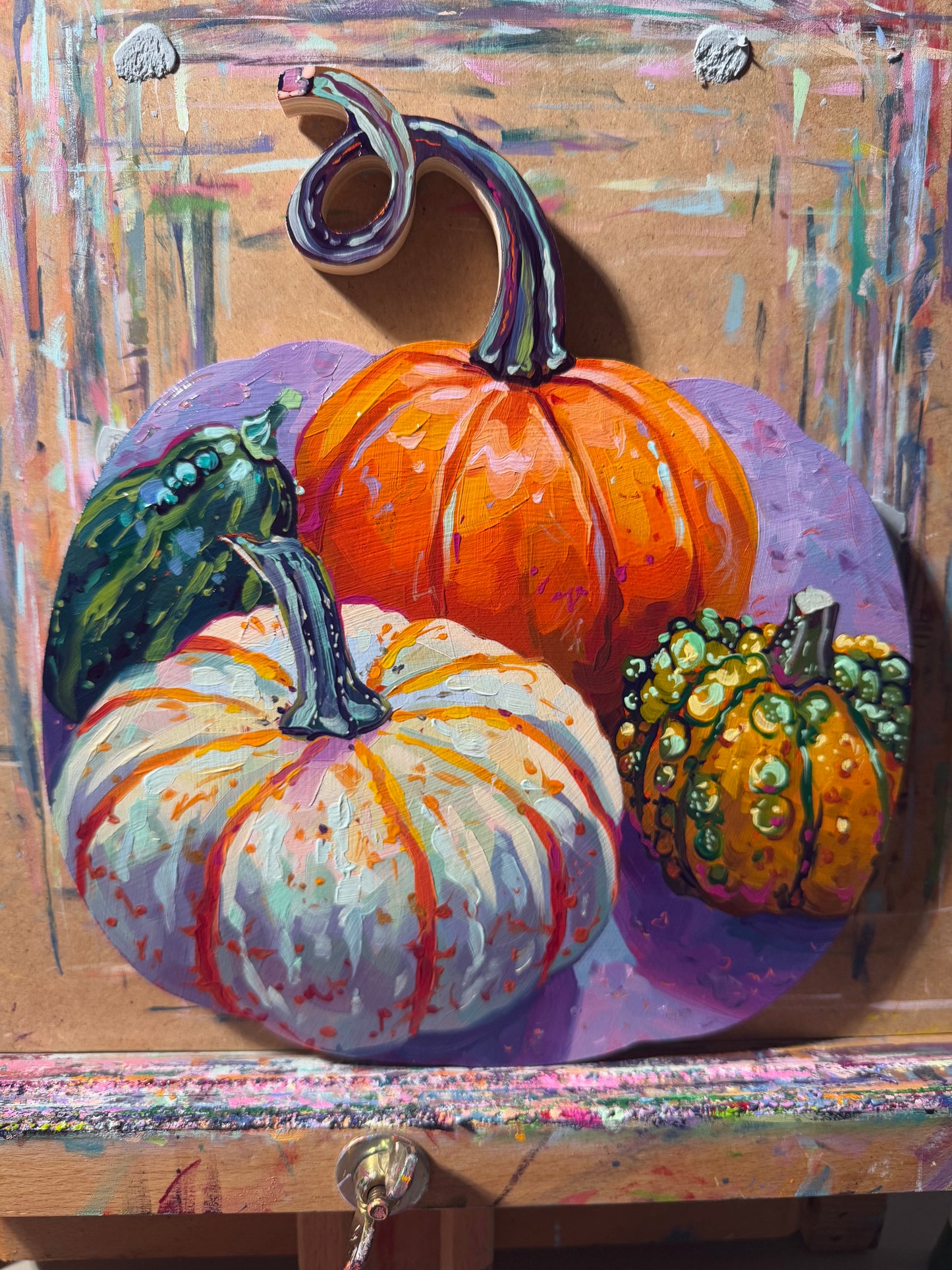 Pumpkin shaped pumpkins - Original Oil Painting