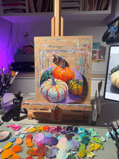 Pumpkin shaped pumpkins - Original Oil Painting