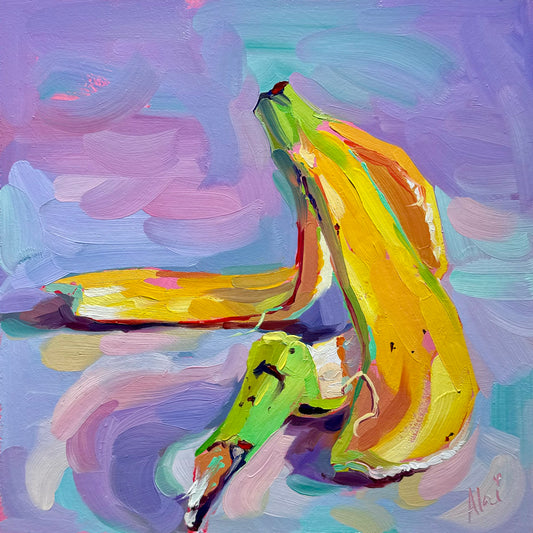 Cáscara de plátano - Pintura al óleo original