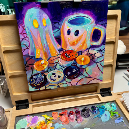 Ghost duet and chocolates - Original Oil Painting