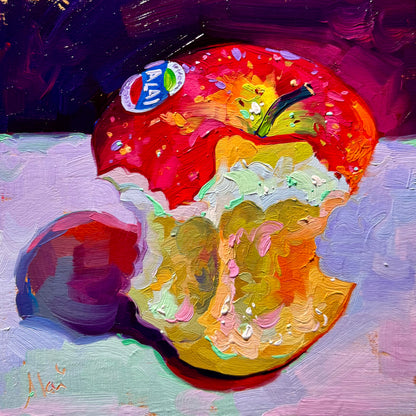 Bitten apple - Original Oil Painting