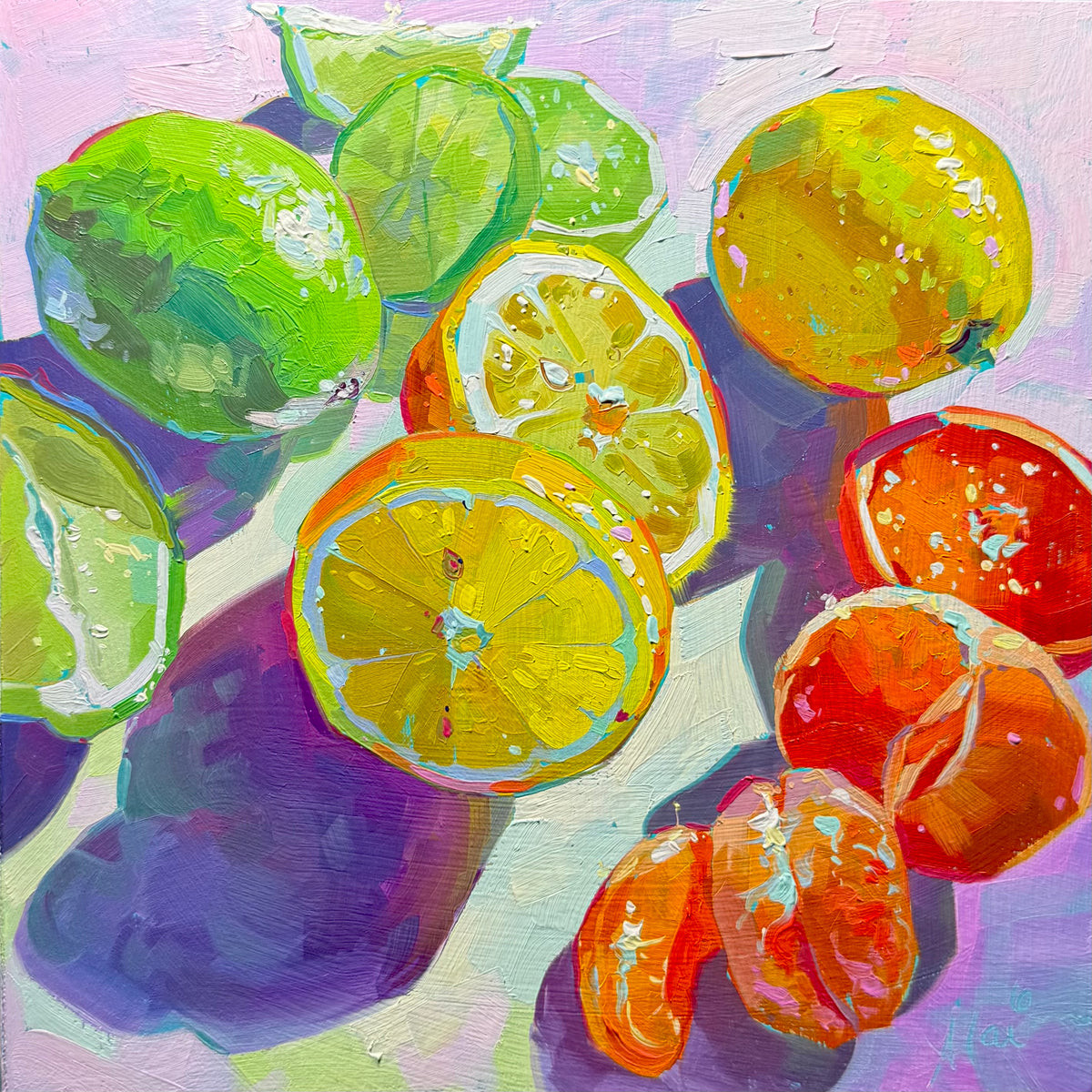 Rainbow citrus - Original Oil Painting