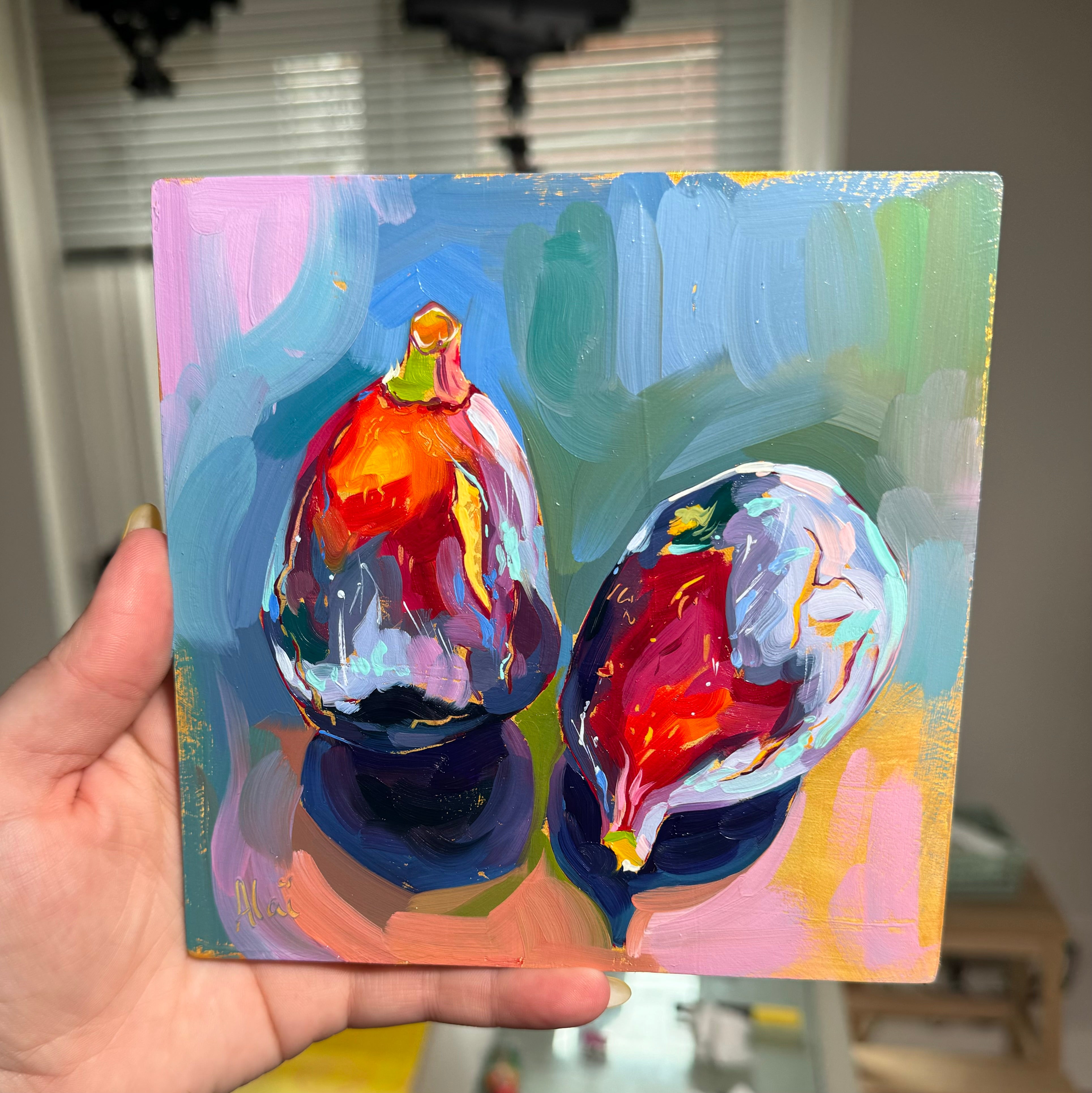 Fig Couple Oil Painting | Purple Fruit Still Life | Alai Ganuza