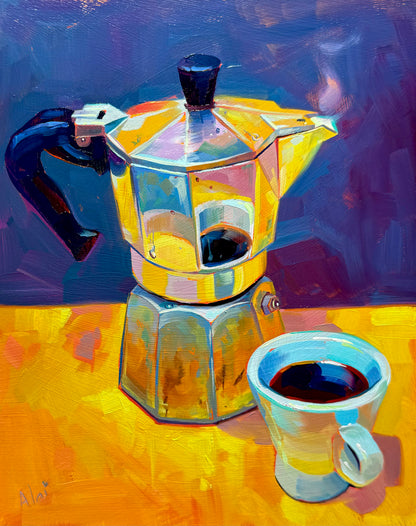 Mocha pot - Original Oil Painting