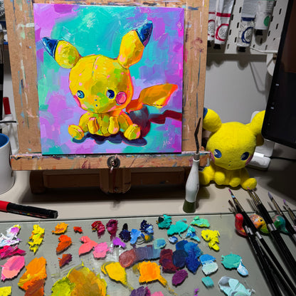Pikachu Plush - Original Oil Painting