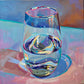 Wine glass with water - Original Oil Painting