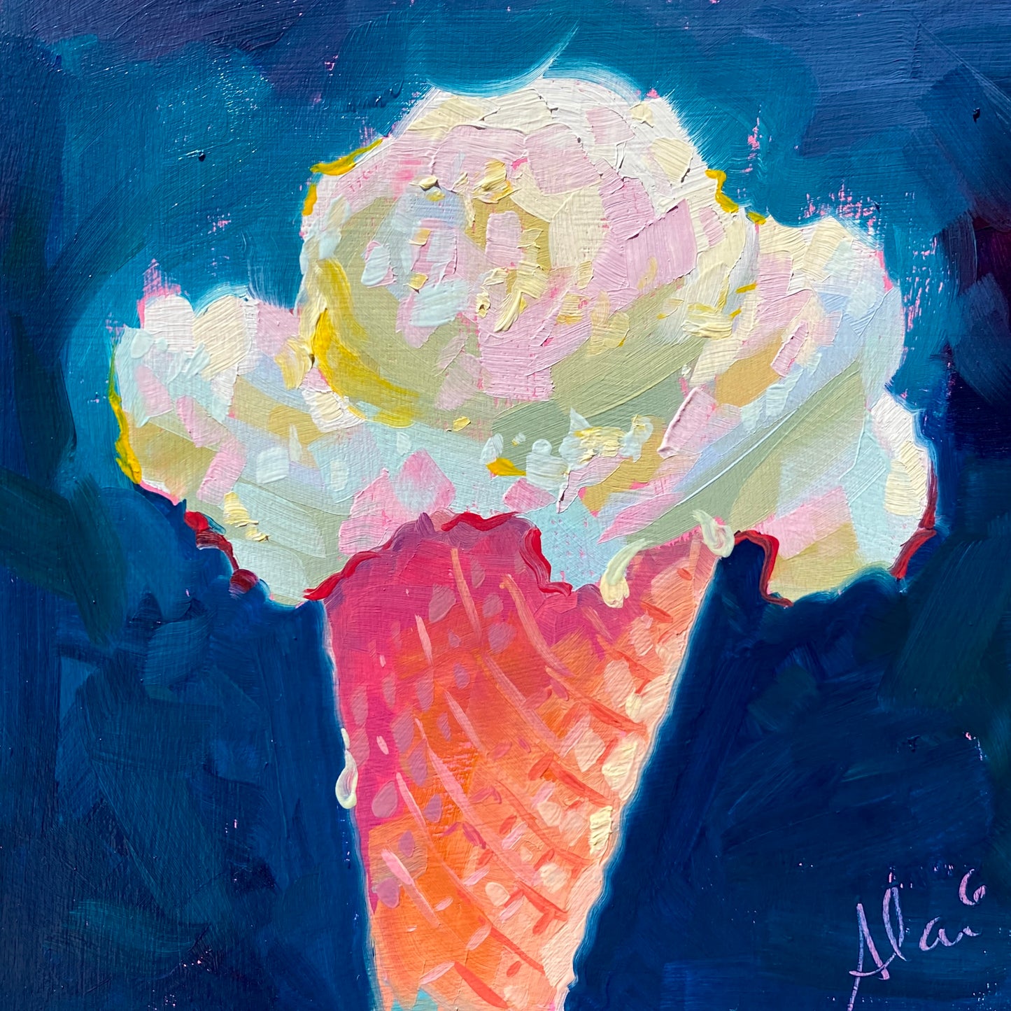 Ice cream cone - Original Oil Painting