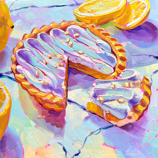 Lemon tart - Original Oil Painting