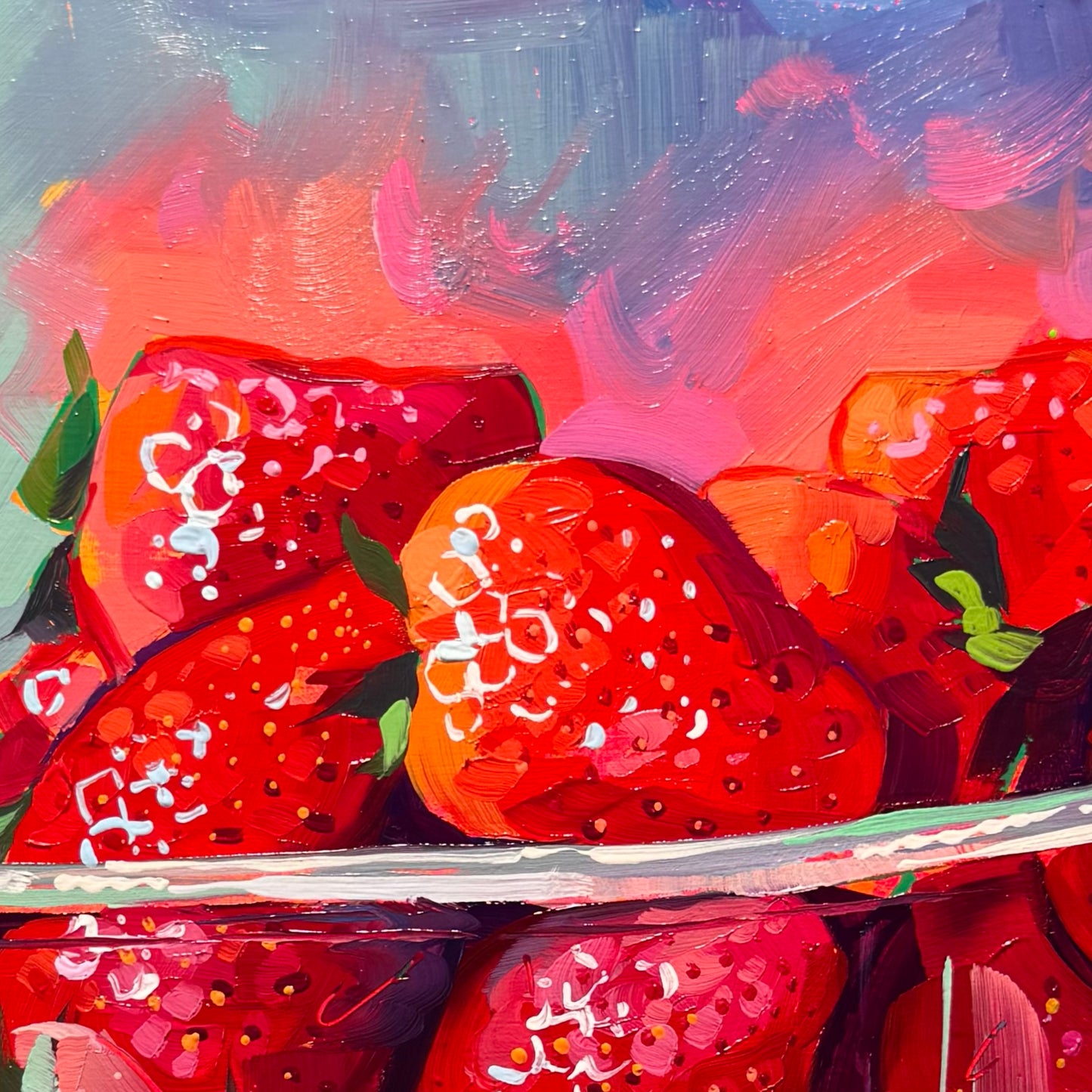 Strawberry box - Original Oil Painting