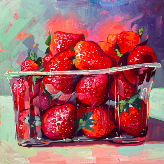 Strawberry box - Original Oil Painting