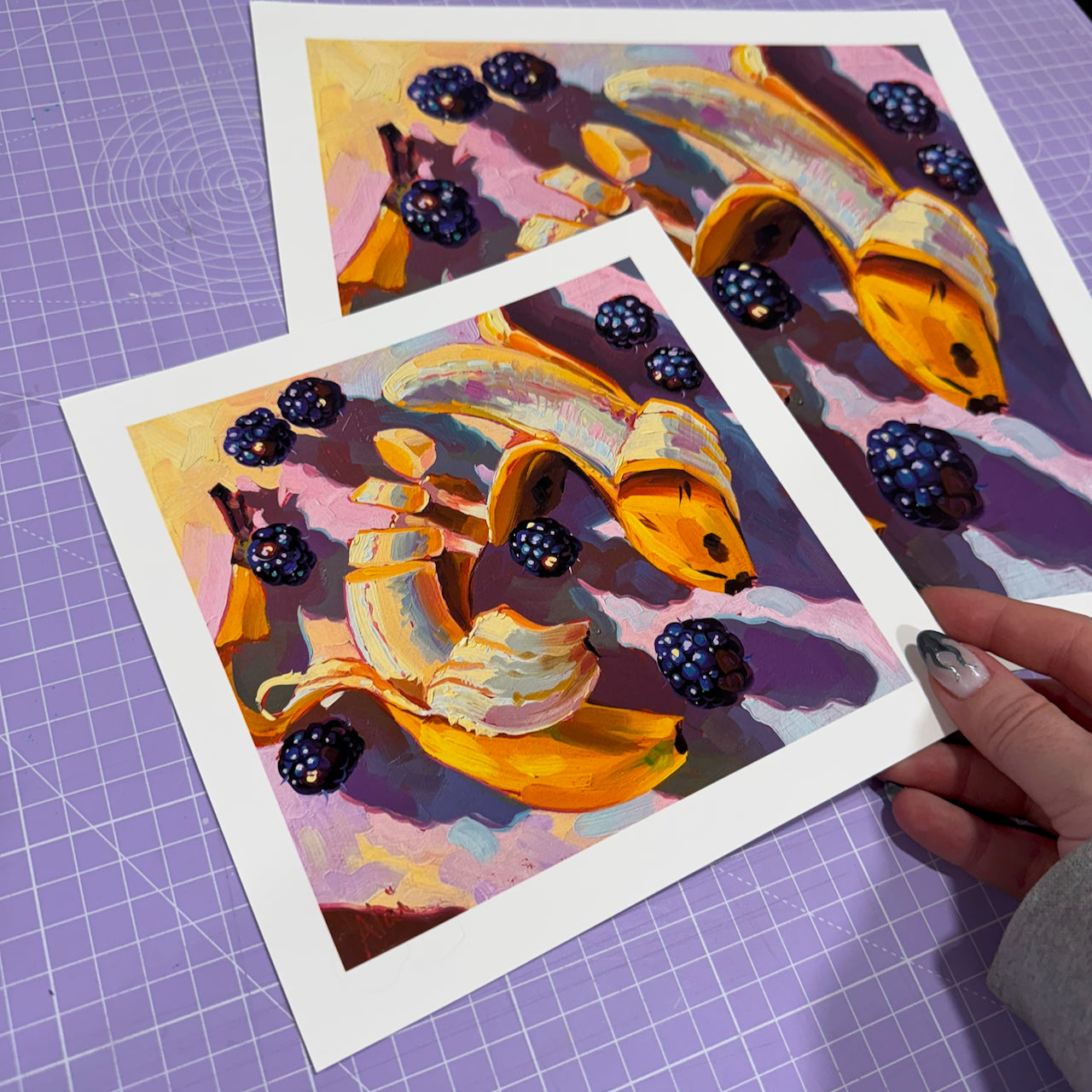 Bananas And Blackberries - Fine Art Print